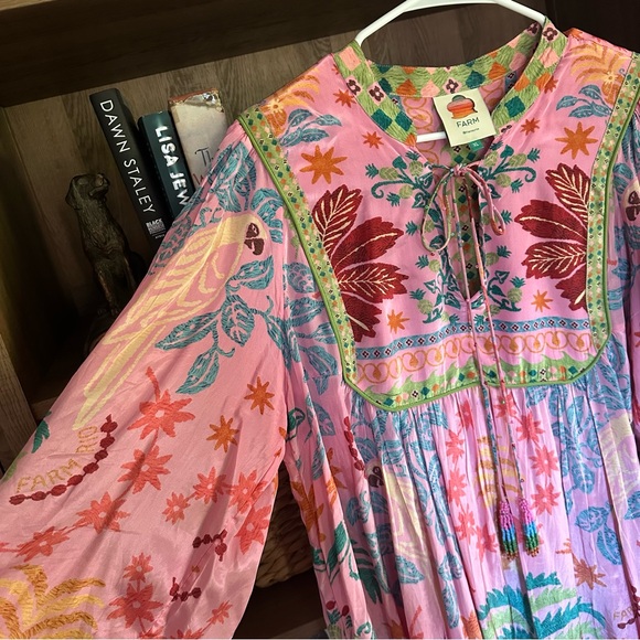 Farm Rio Pink Fruits Queen Scarf Midi Dress, size XL - Picture 6 of 14